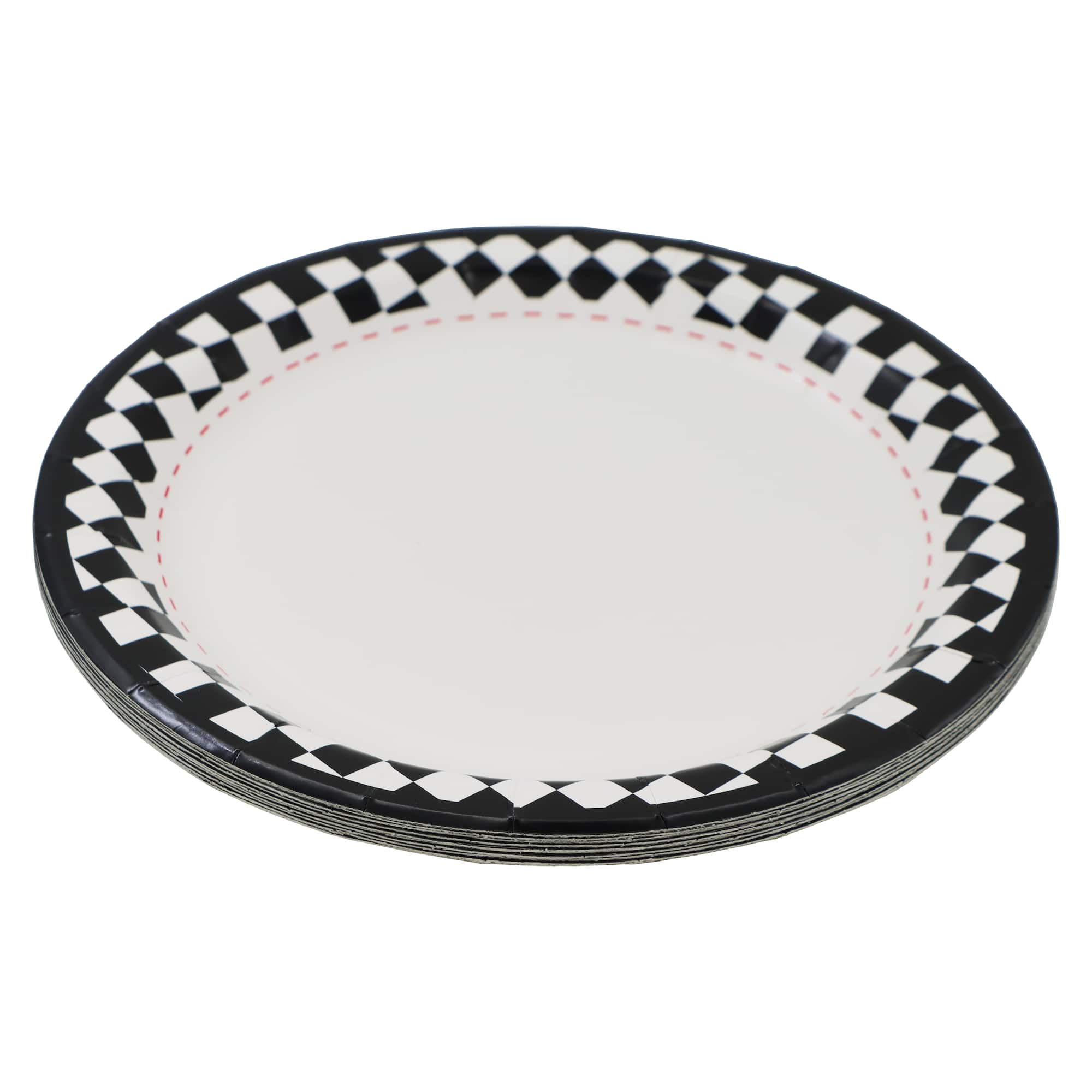 12 Packs: 10 ct. (120 total) 9" Black & White Checker Dinner Plates by Celebrate It™